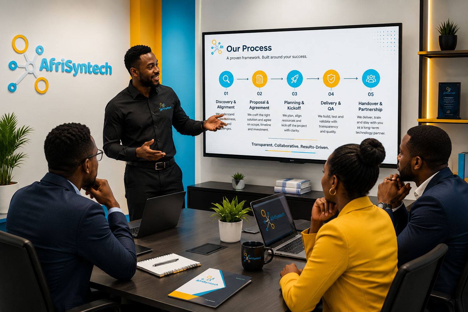 Afrisyntech Solutions client onboarding and delivery process overview